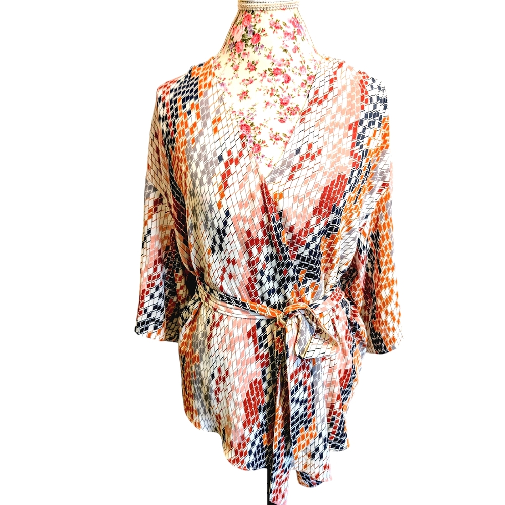 Trouve pixel wrap blouse
